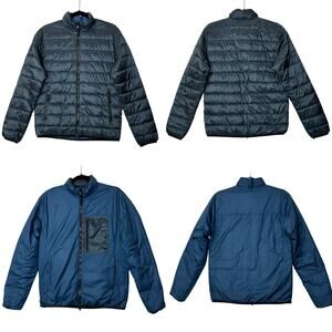 Everlane Reversable Packable Puffer Blue 5 Zipper Pockets Men XS Primeloft